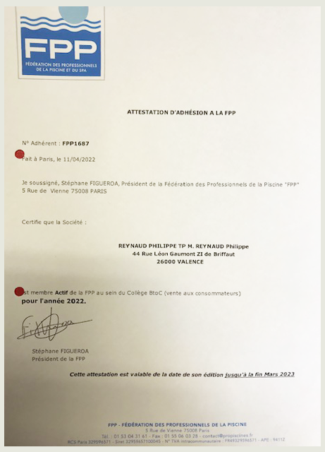 Attestation d'adhésion Valence
